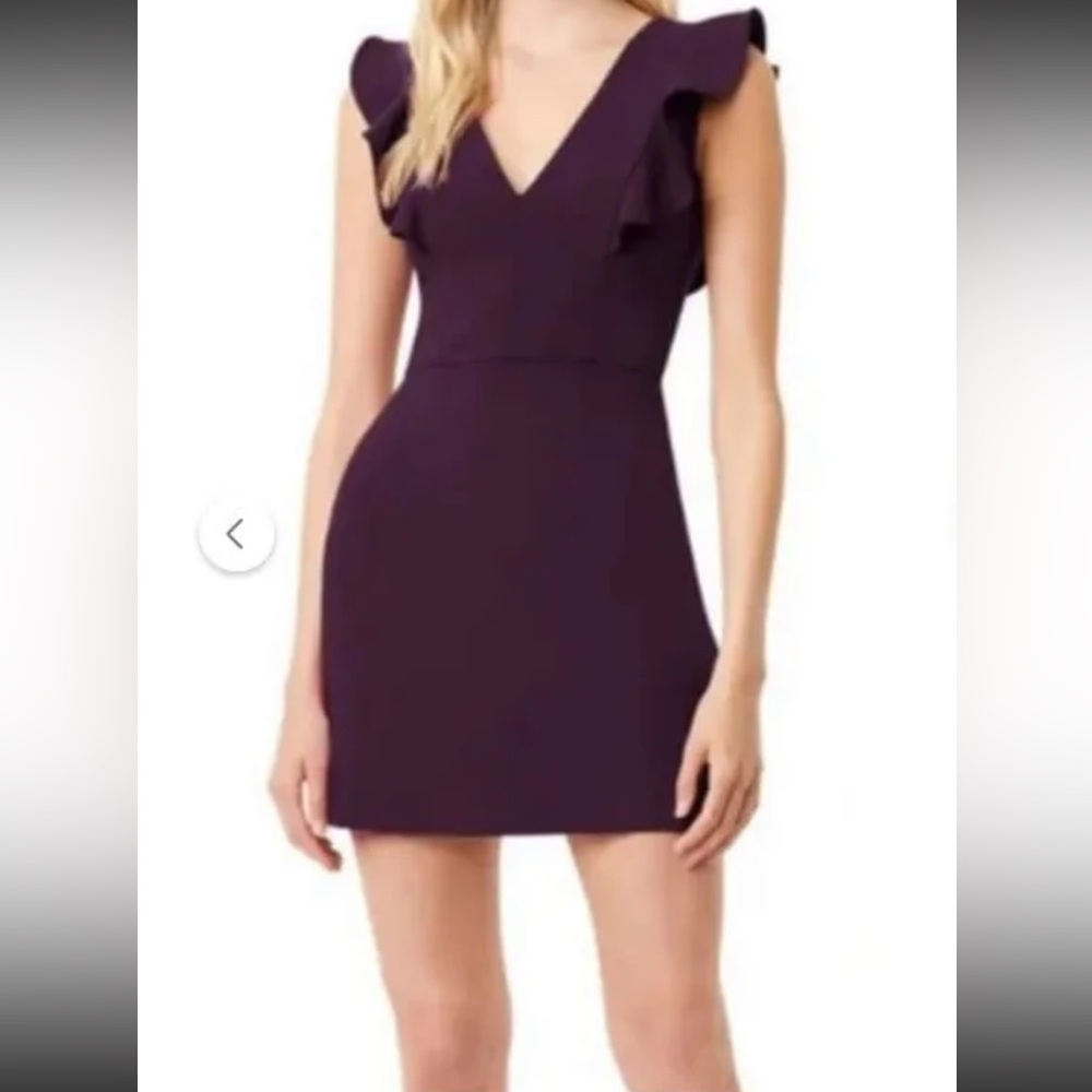 French Connection Whisper Ruffle V-Neck Dress Purple Size 10 New With Tags - Picture 14 of 14